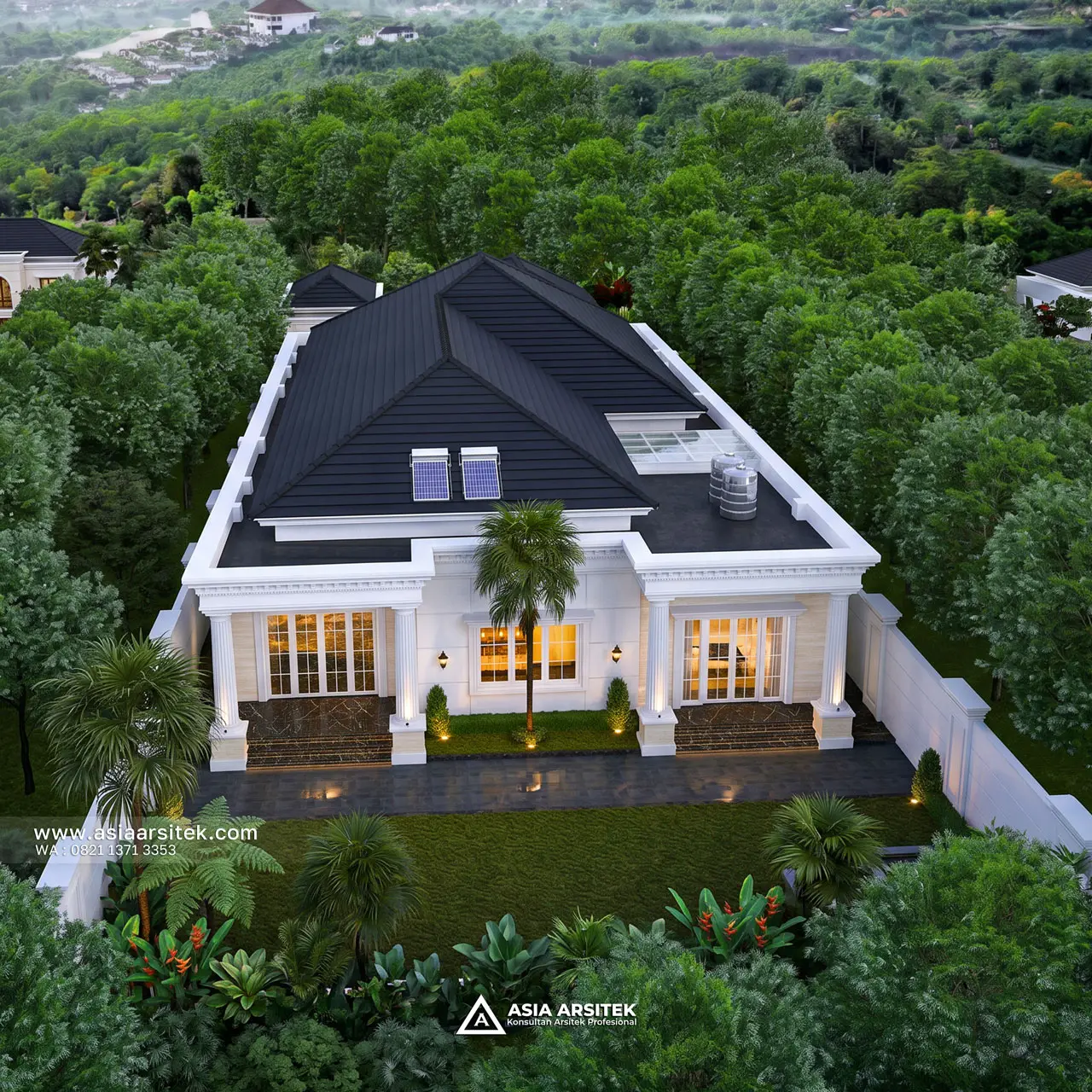 Desain View Atas Belakang Rumah Klasik 1 Lantai Pak PTYD di Sulawesi Selatan