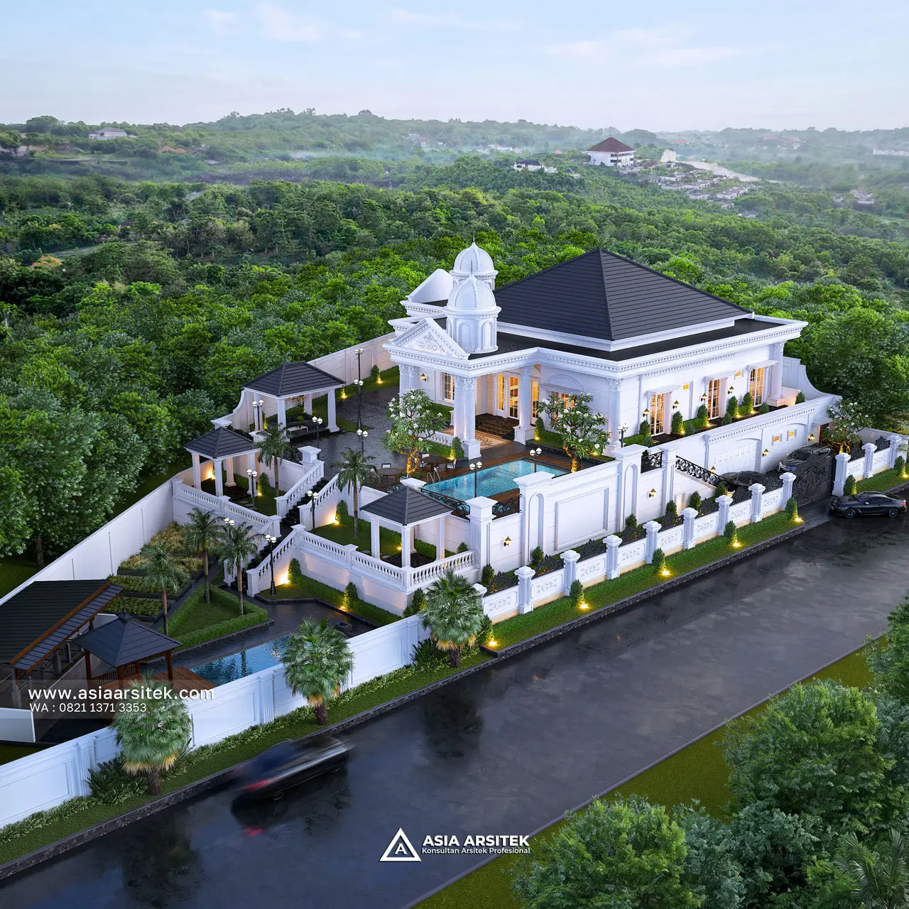 Desain View Atas Rumah Klasik 1 Lantai Pak SYR di Babakan Madang Bogor