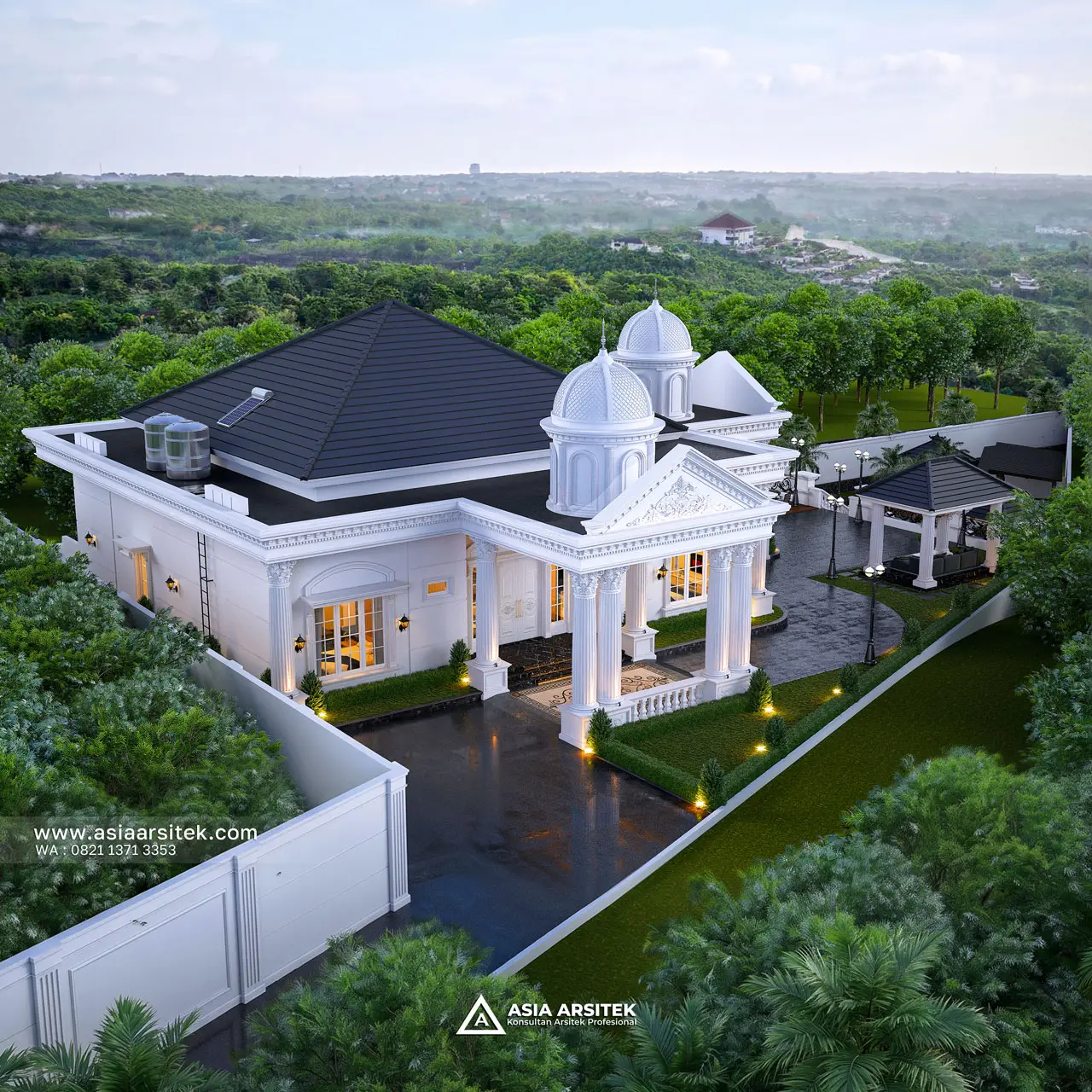 Desain View Tampak Atas Rumah Klasik 1 Lantai Pak SYR di Babakan Madang Bogor