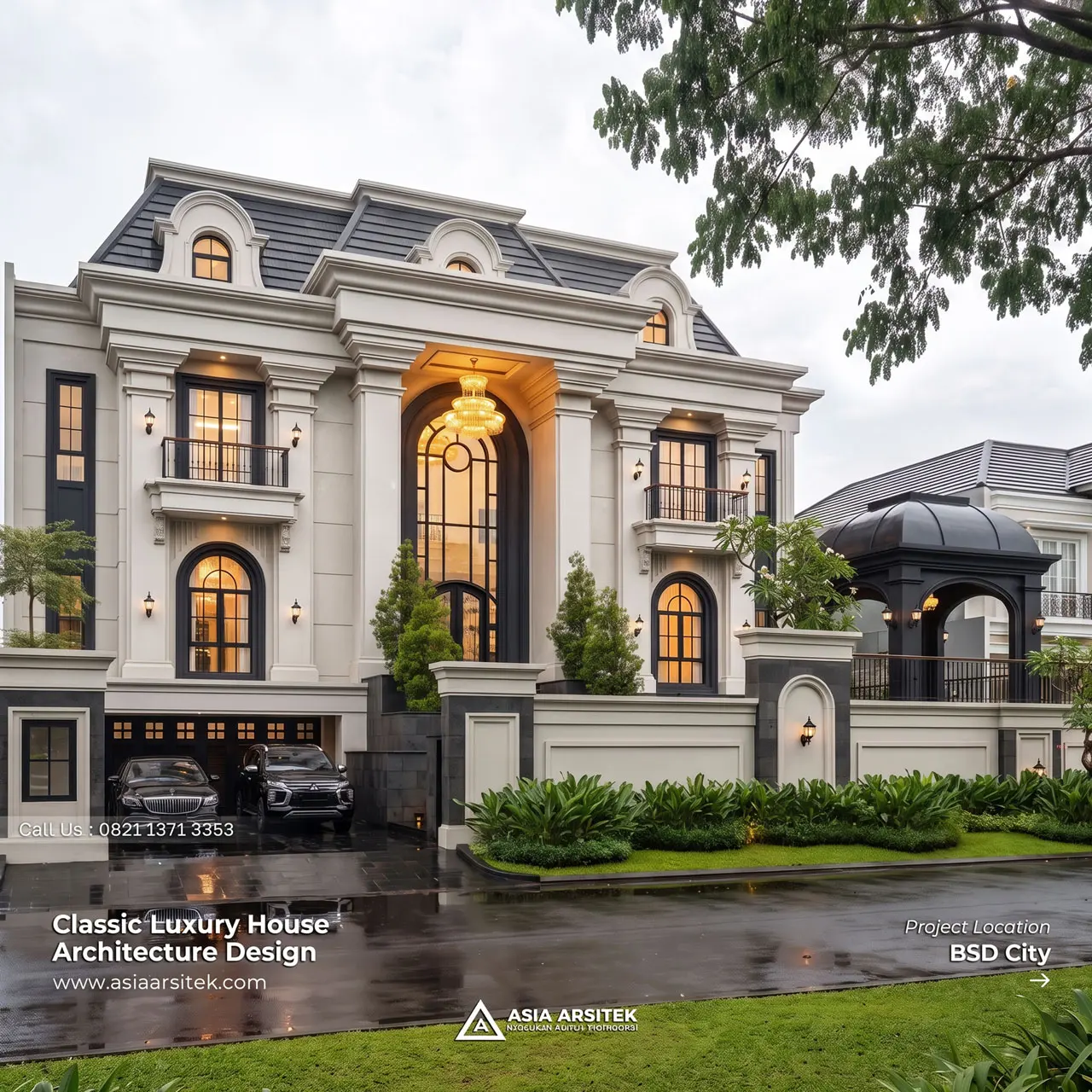 Desain Rumah Klasik Modern 2 Lantai Bapak RR di BSD Tangerang Selatan