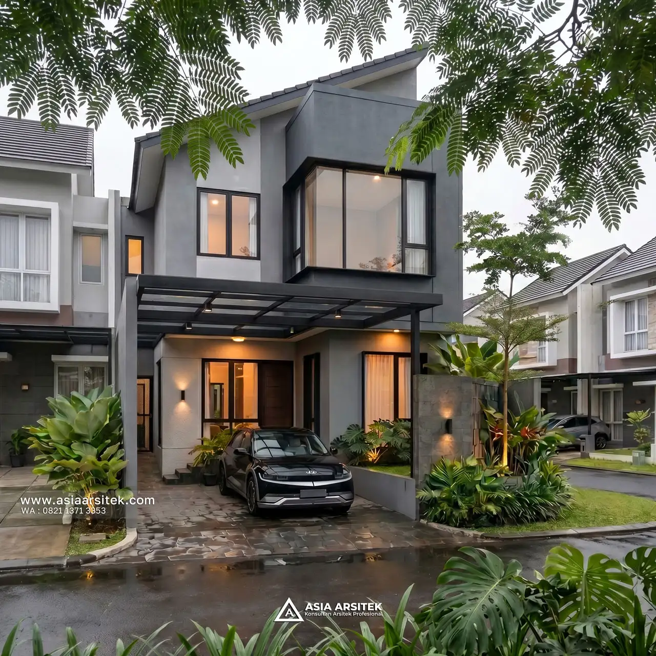 Desain Depan Rumah Minimalis Modern 2 Lantai Ibu KA di Jakarta Pusat