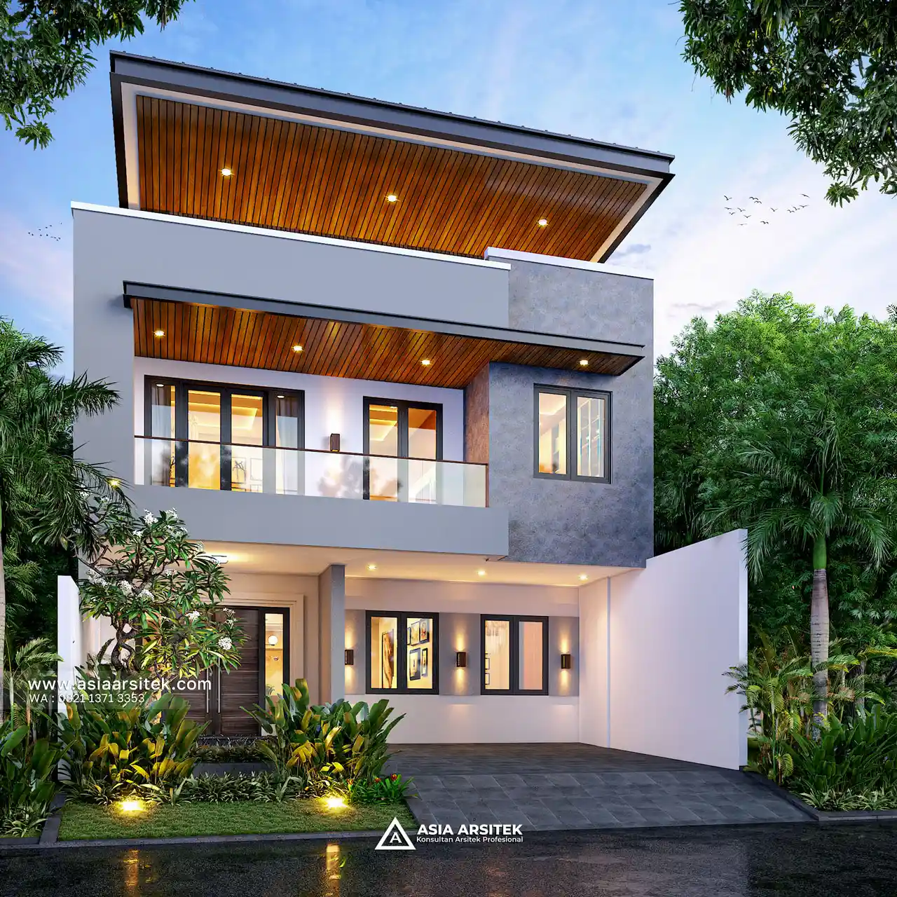 Desain Depan Rumah Minimalis Modern 3 Lantai Bapak LO di Kalideres Jakarta Barat