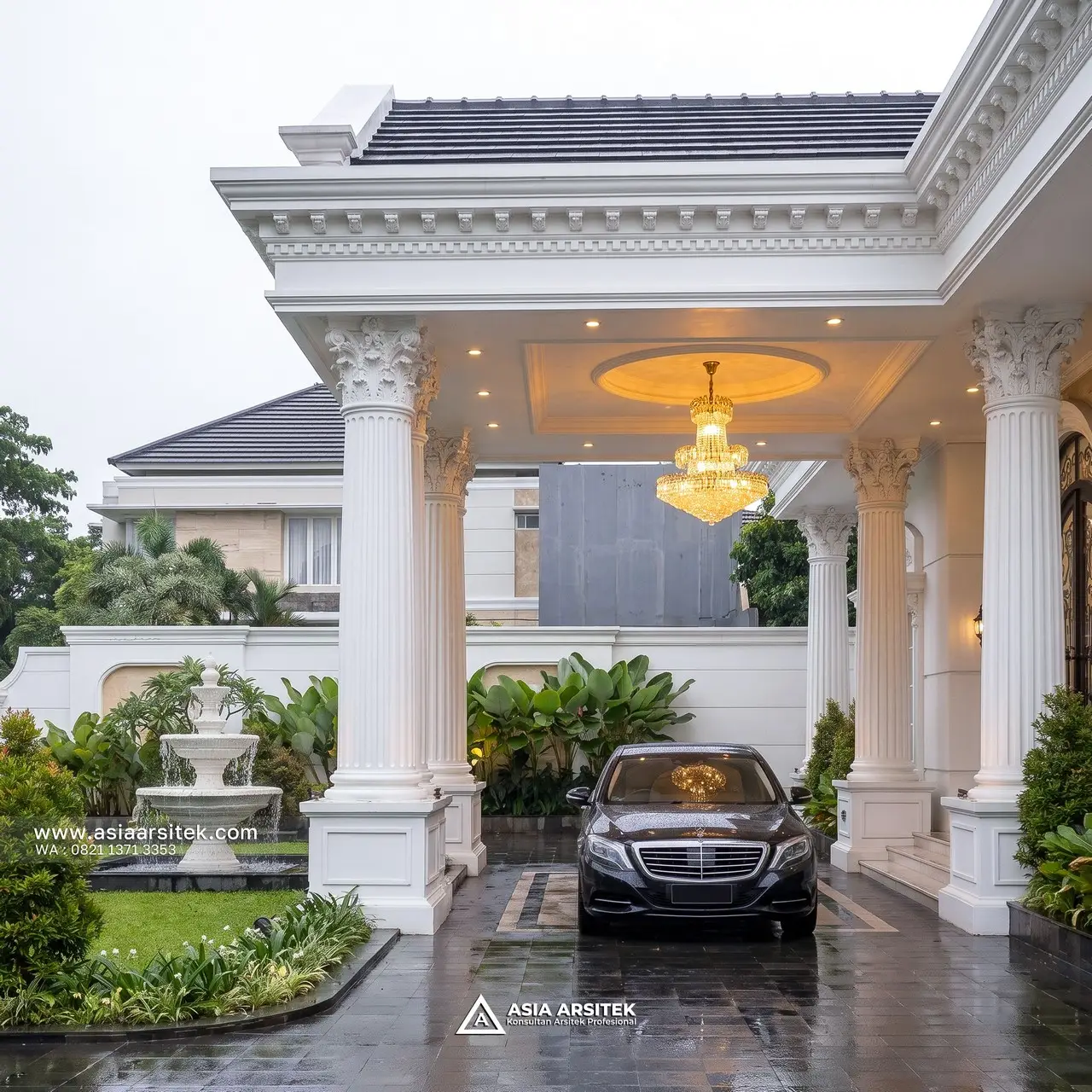 Desain Drop Off Rumah Klasik 1 Lantai Bapak DV di Pulang Pisau Kalimantan Tengah