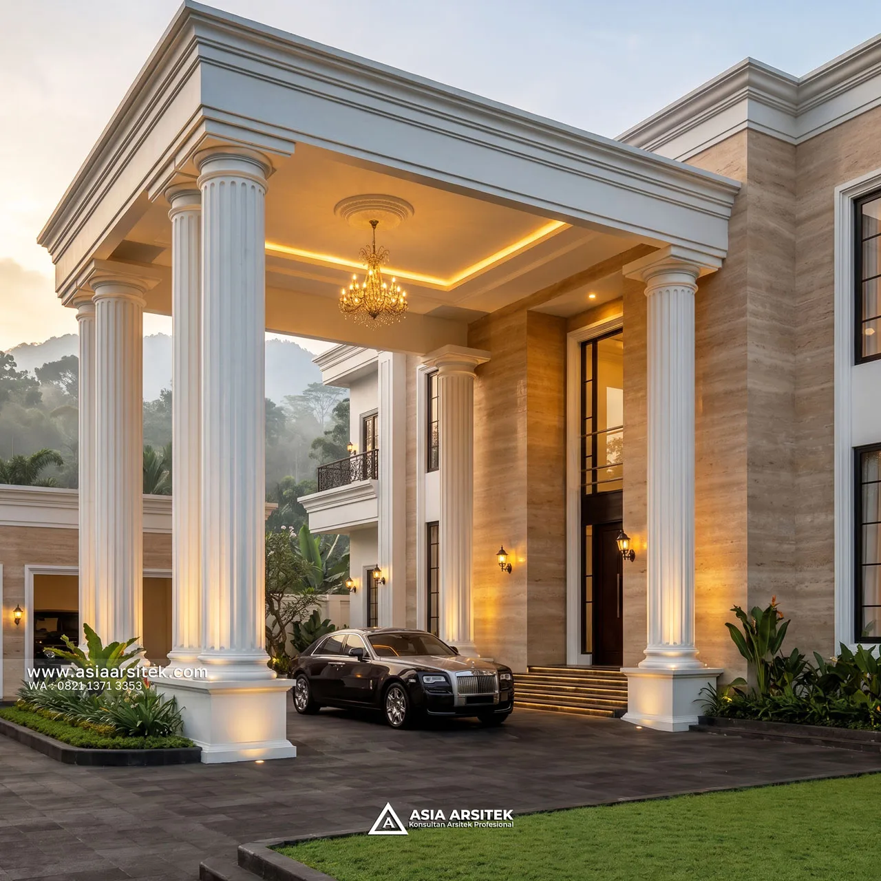 Desain Drop Off Villa Mansion Mewah 2 Lantai Bapak EB di Sentul City Bogor