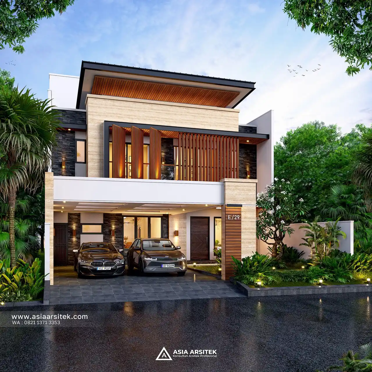 Desain Fasad Rumah Minimalis Modern 2 Lantai Bapak HRM di Duren Sawit Jakarta Timur