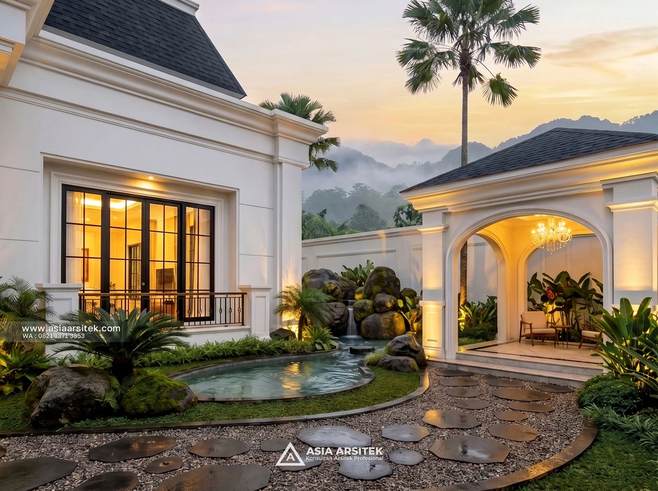 Desain Gazebo Rumah Klasik 1 Lantai Ibu WN di Megamendung Bogor
