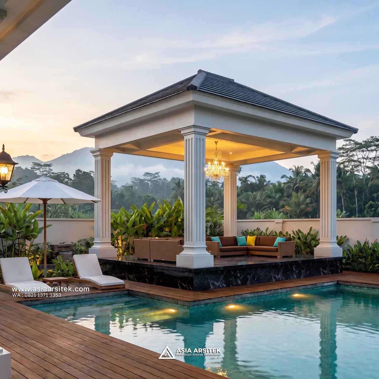 Desain Gazebo Villa Mansion Mewah 2 Lantai Bapak EB di Sentul City Bogor
