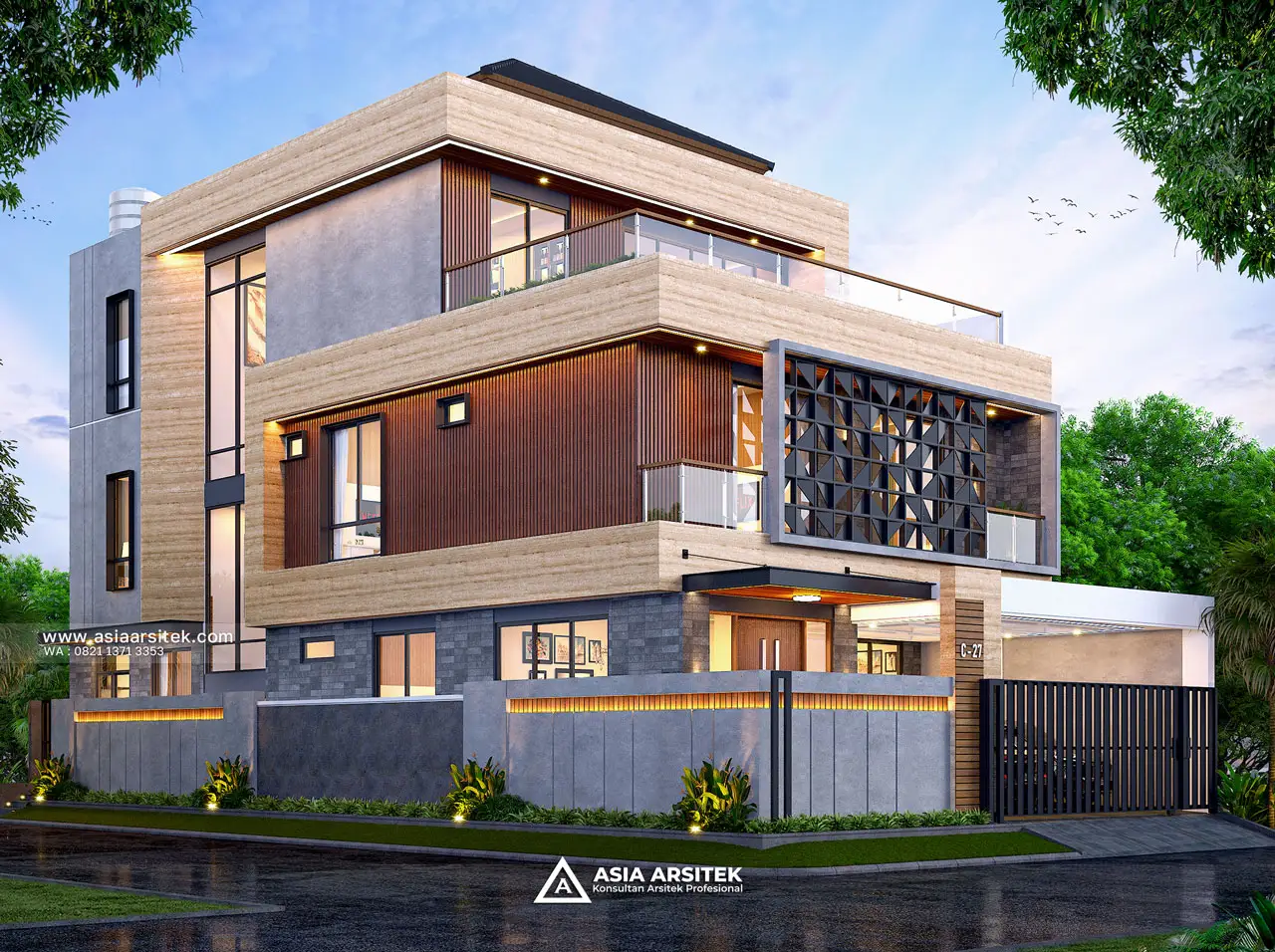 Desain Hook Rumah Modern 3 Lantai Bapak SFL di Bintara Bekasi
