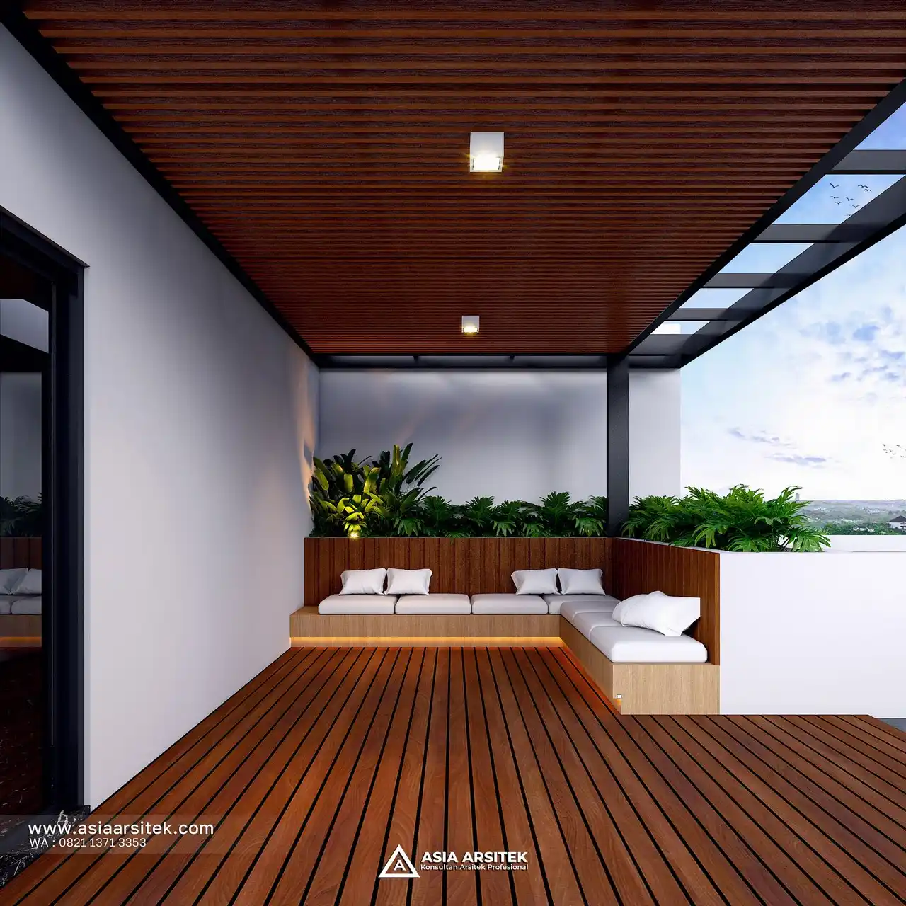 Desain Rooftop Rumah Minimalis Modern 2 Lantai Bapak HRM di Duren Sawit Jakarta Timur