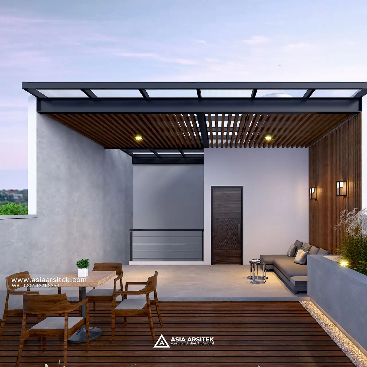Desain Rooftop Rumah Minimalis Modern 3 Lantai Ibu ANTS di Kalideres Jakarta Barat