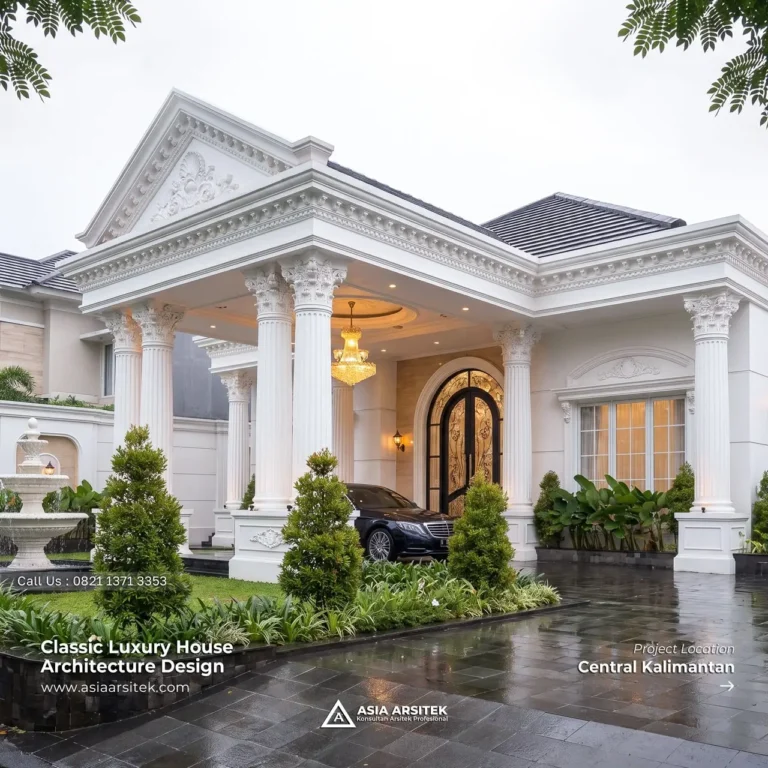 Desain Rumah Klasik 1 Lantai Bapak DV di Pulang Pisau Kalimantan Tengah