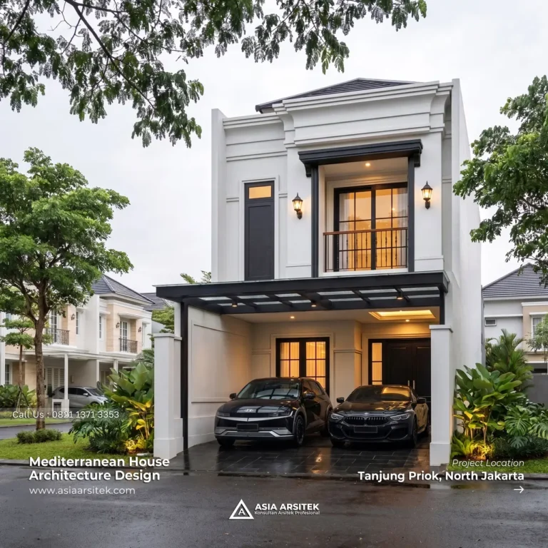 Desain Rumah Mediterana 2 Lantai Ibu BL di Tanjung Priok Jakarta Utara