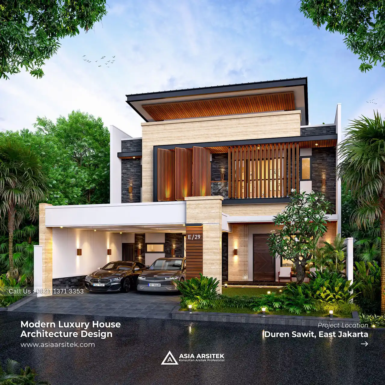 Desain Rumah Minimalis Modern 2 Lantai Bapak HRM di Duren Sawit Jakarta Timur