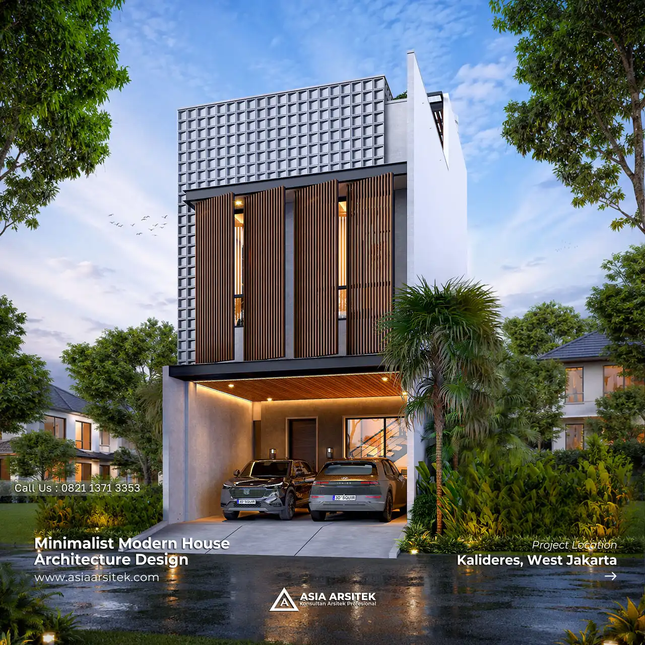 Desain Rumah Minimalis Modern 3 Lantai Ibu ANTS di Kalideres Jakarta Barat