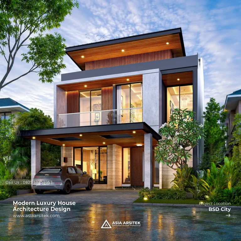 Desain Rumah Modern 2 Lantai Bapak AFR di BSD Tangerang Selatan