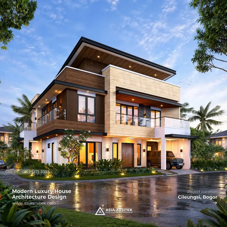Desain Rumah Modern 2 Lantai Ibu SSN di Cileungsi Bogor