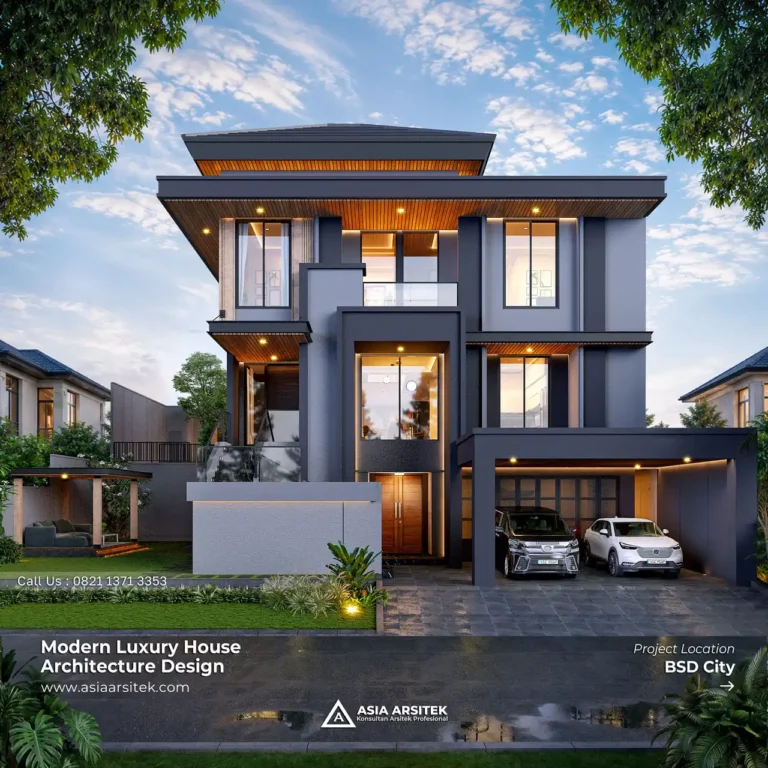 Desain Rumah Modern 3 Lantai Ibu LS di BSD Tangerang Selatan