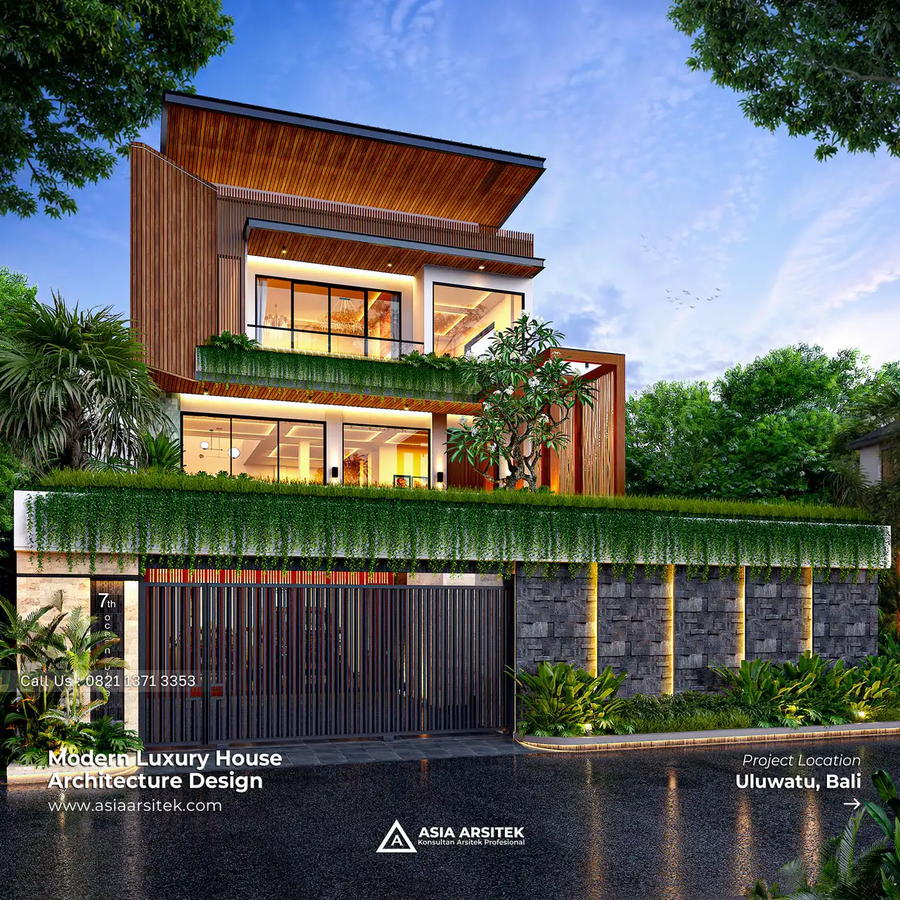Desain Rumah Modern Mewah 3 Lantai Ibu LDY di Uluwatu Bali