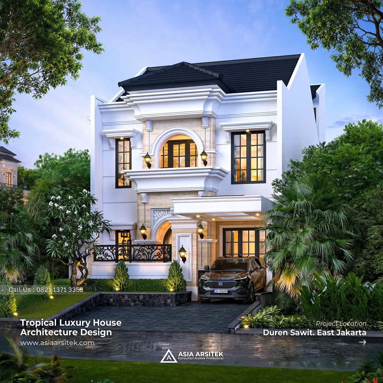Desain Rumah Tropis 2 Lantai Bapak GNY di Duren Sawit Jakarta Timur