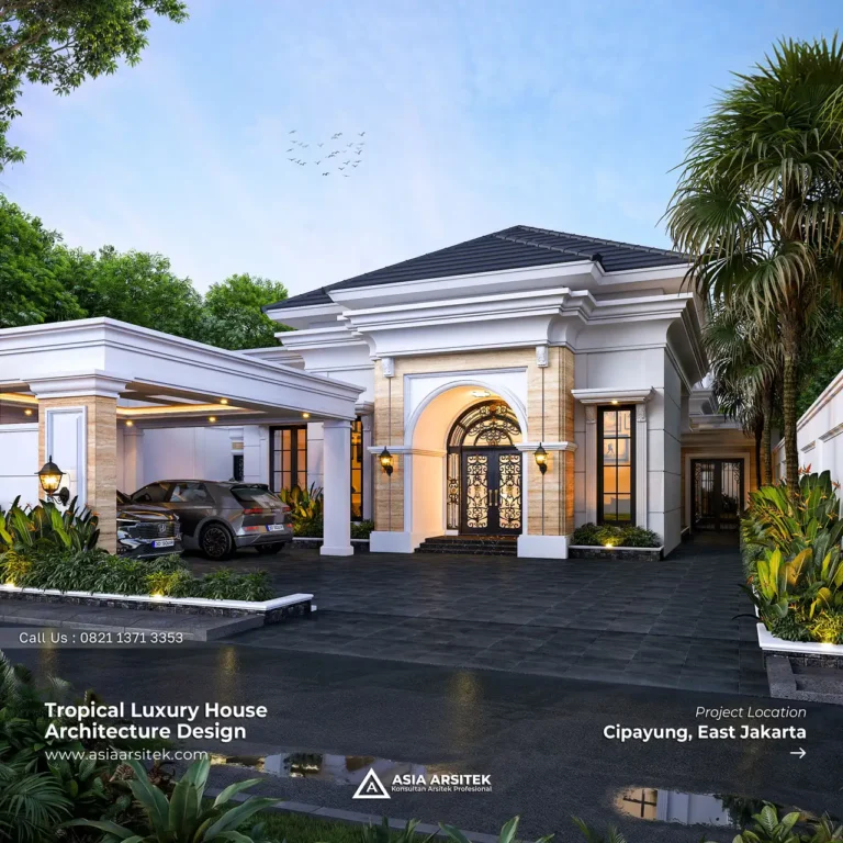 Desain Rumah Tropis 2 Lantai Bapak RMF di Cipayung Jakarta Timur