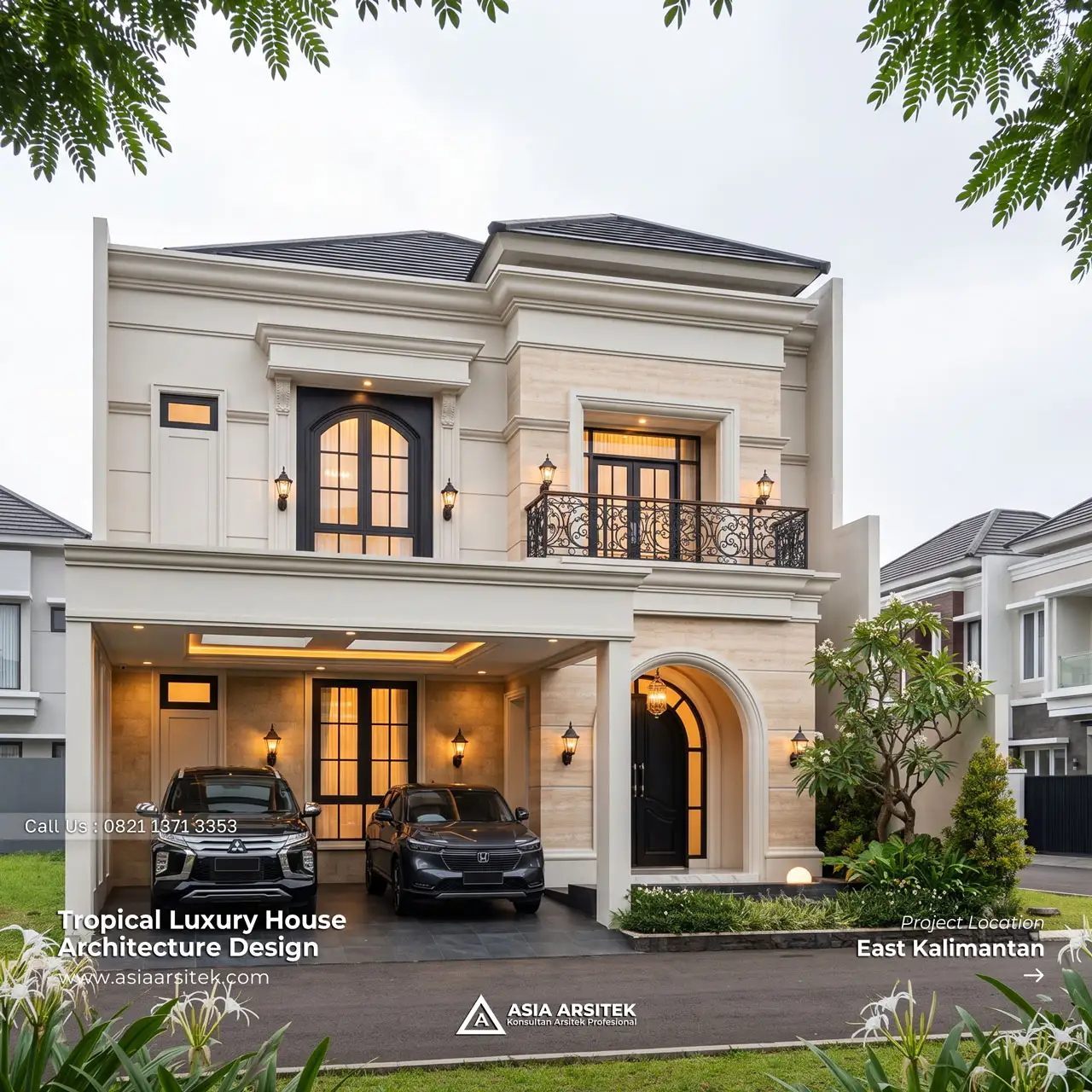 Desain Rumah Tropis 2 Lantai Bapak RR di Balikpapan Kalimantan Timur