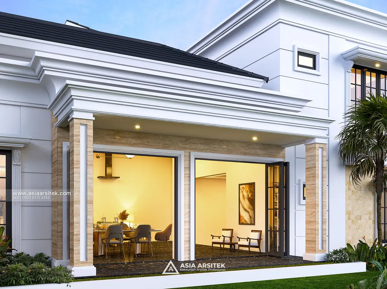 Desain Samping Kanan Rumah Tropis 2 Lantai Bapak RMF di Cipayung Jakarta Timur