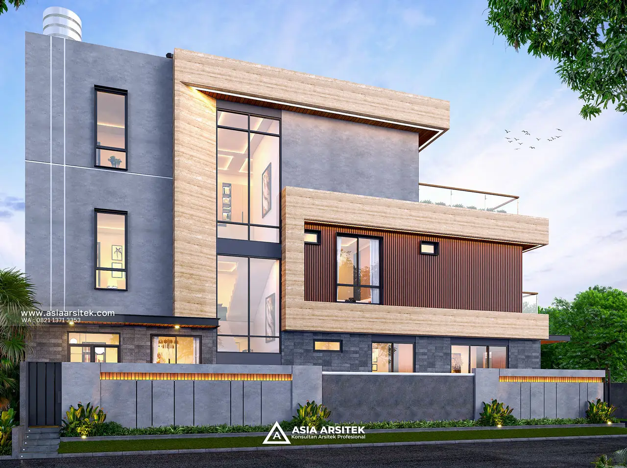 Desain Samping Kiri Rumah Modern 3 Lantai Bapak SFL di Bintara Bekasi