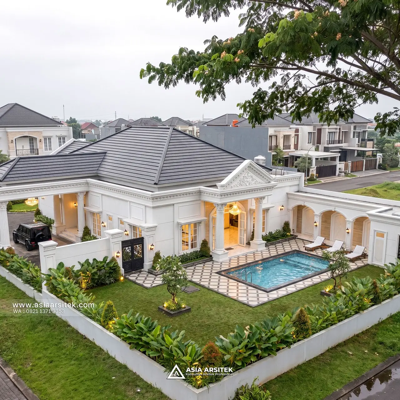 Desain Tampak Atas Belakang Rumah Klasik 1 Lantai Bapak DV di Pulang Pisau Kalimantan Tengah