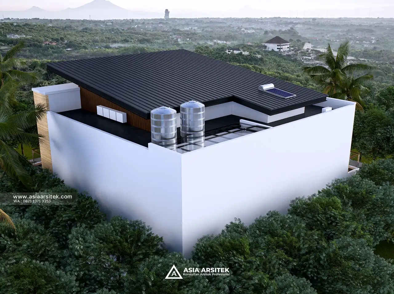 Desain Tampak Atas Belakang Rumah Modern 2 Lantai Ibu SSN di Cileungsi Bogor