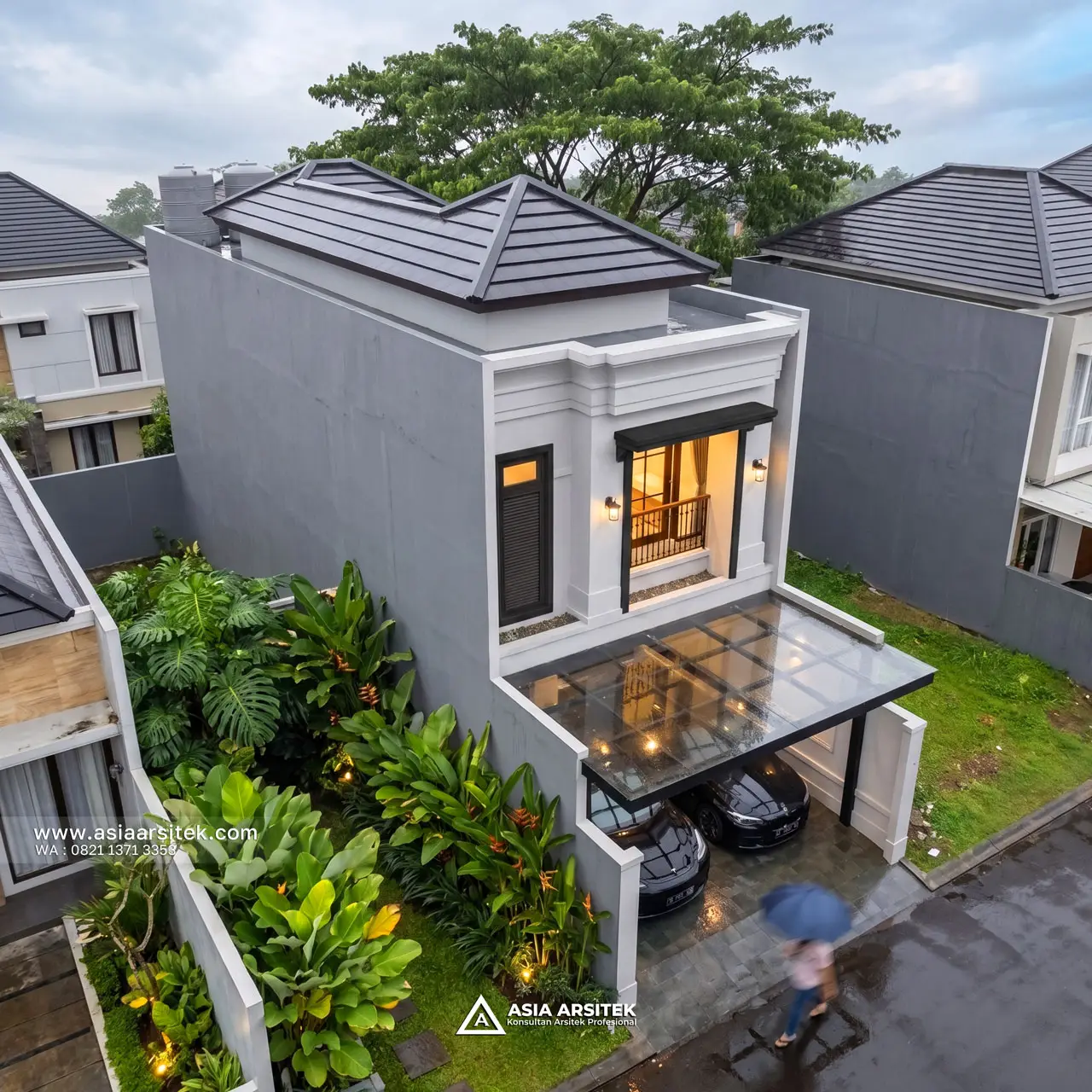 Desain Tampak Atas Rumah Mediterana 2 Lantai Ibu BL di Tanjung Priok Jakarta Utara