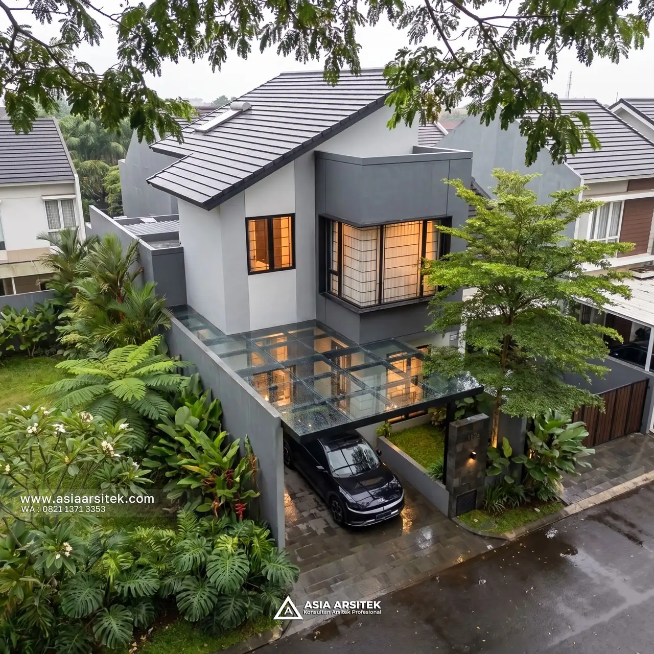 Desain Tampak Atas Rumah Minimalis Modern 2 Lantai Ibu KA di Jakarta Pusat