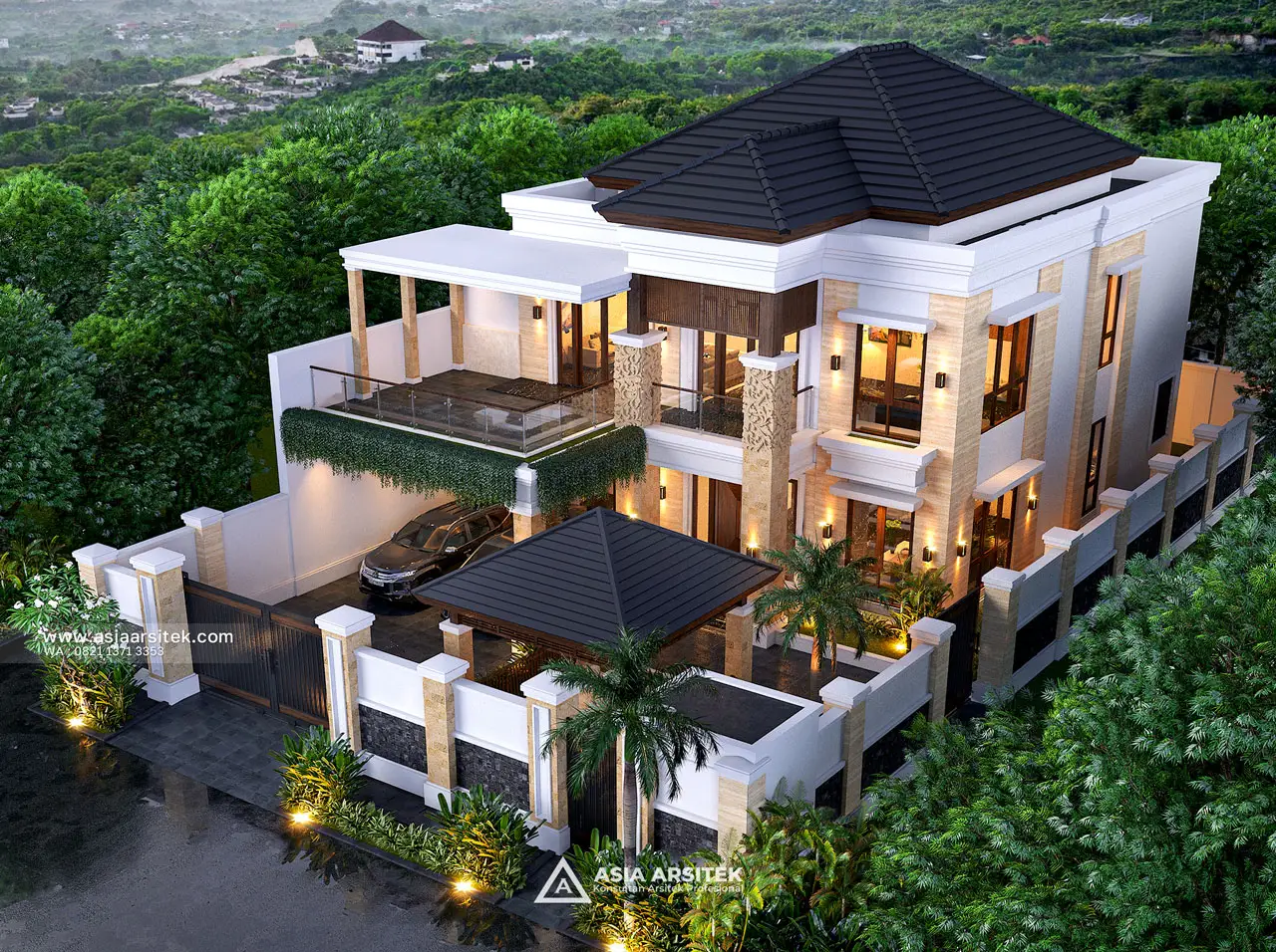 Desain Tampak Atas Rumah Tropis 2 Lantai Bapak BDR di Pererenan Badung Bali