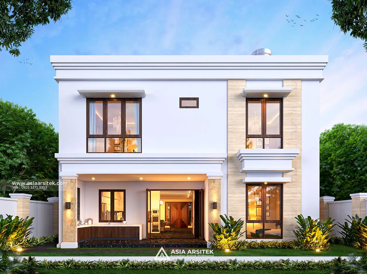 Desain Tampak Belakang Rumah Tropis 2 Lantai Bapak BDR di Pererenan Badung Bali