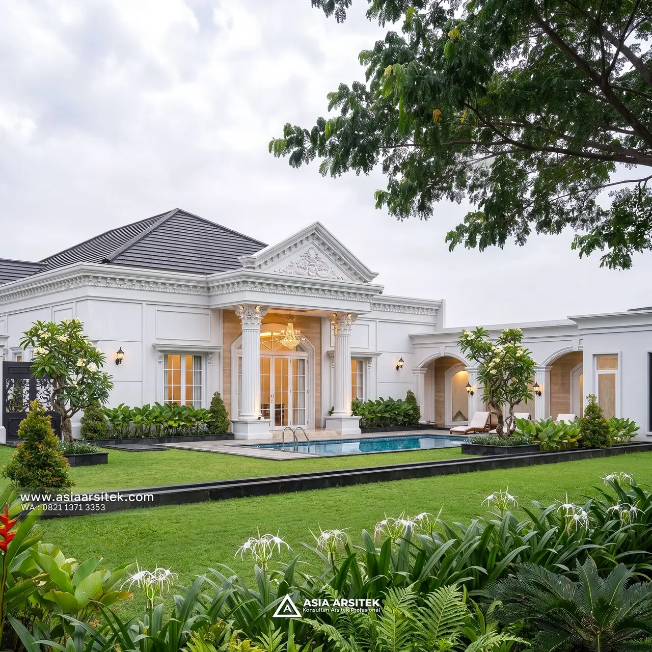 Desain Tampak Belakang Rumah Klasik 1 Lantai Bapak DV di Pulang Pisau Kalimantan Tengah