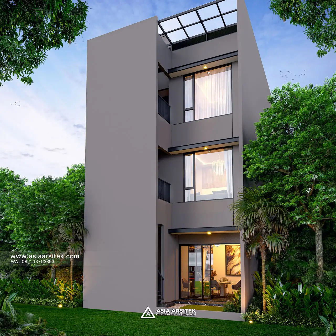 Desain Tampak Belakang Rumah Minimalis Modern 2 Lantai Bapak WLY di Cengkareng Barat Jakarta Barat