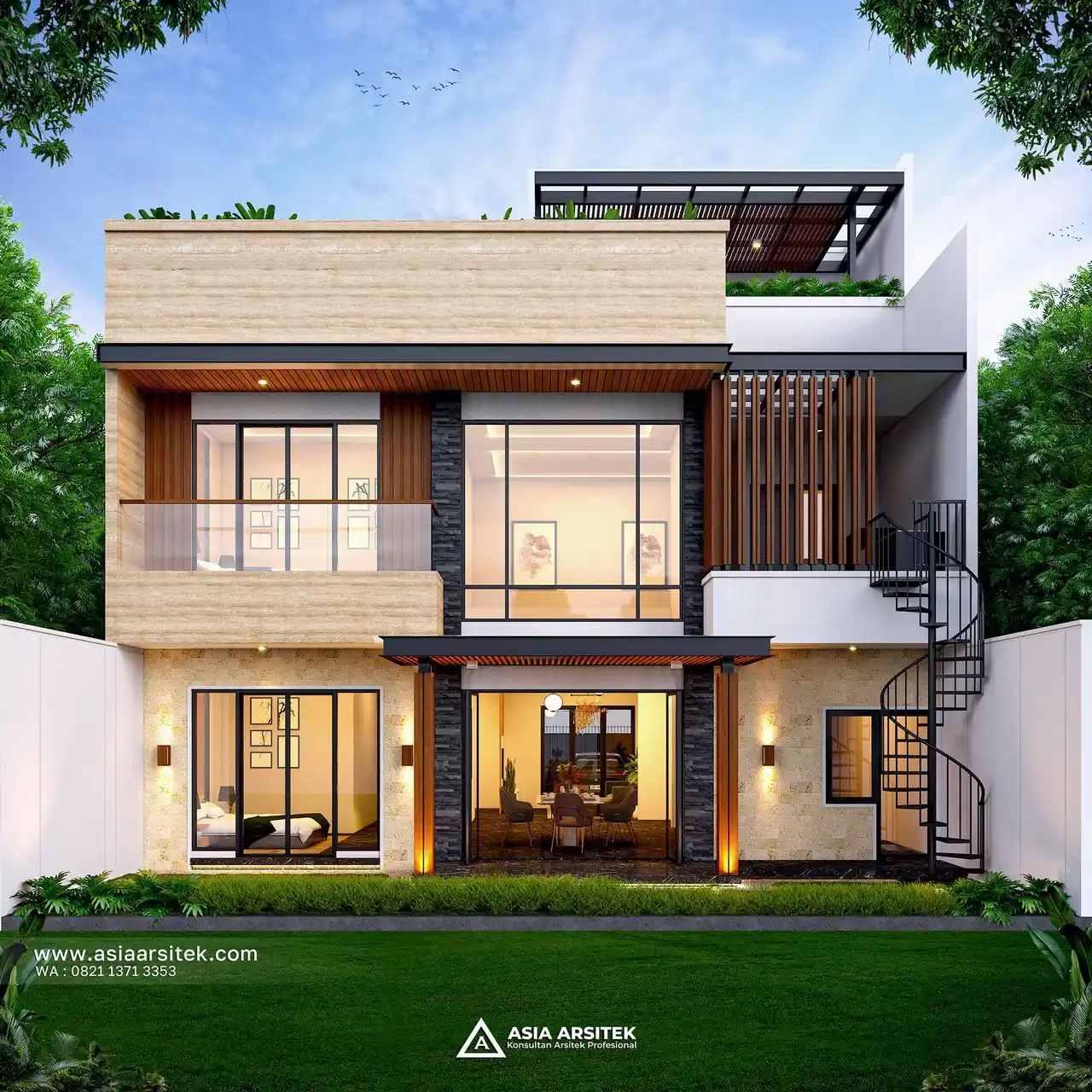 Desain Tampak Belakang Rumah Minimalis Modern 2 Lantai Bapak HRM di Duren Sawit Jakarta Timur
