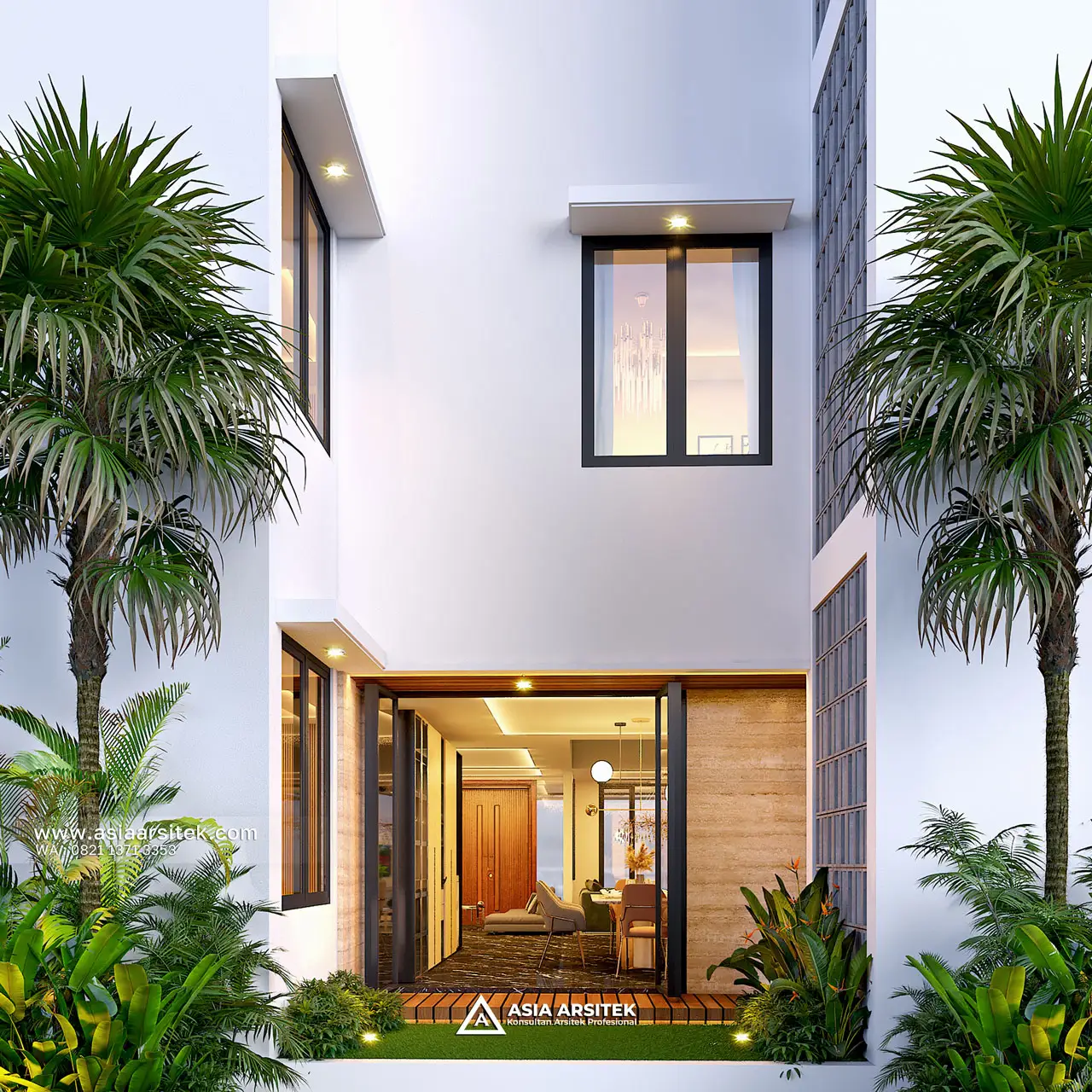 Desain Tampak Belakang Rumah Modern 2 Lantai Bapak AFR di BSD Tangerang Selatan