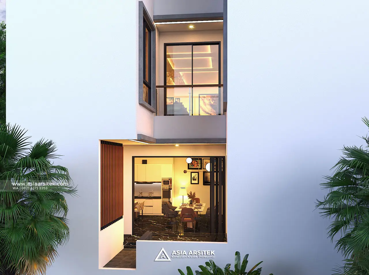 Desain Tampak Belakang Rumah Modern 3 Lantai Bapak SFL di Bintara Bekasi