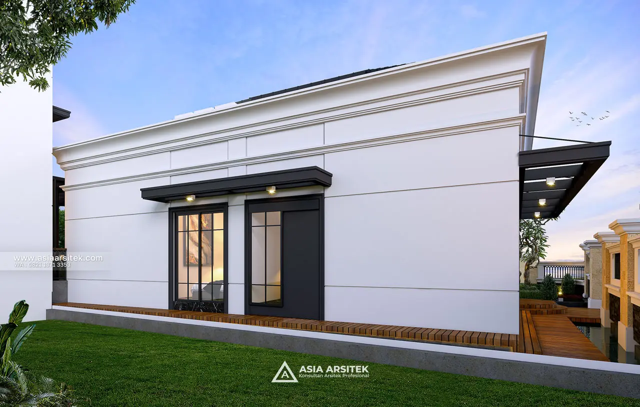 Desain Tampak Belakang Rumah Tropis 3 Lantai Bapak DMS di Sentul City Bogor