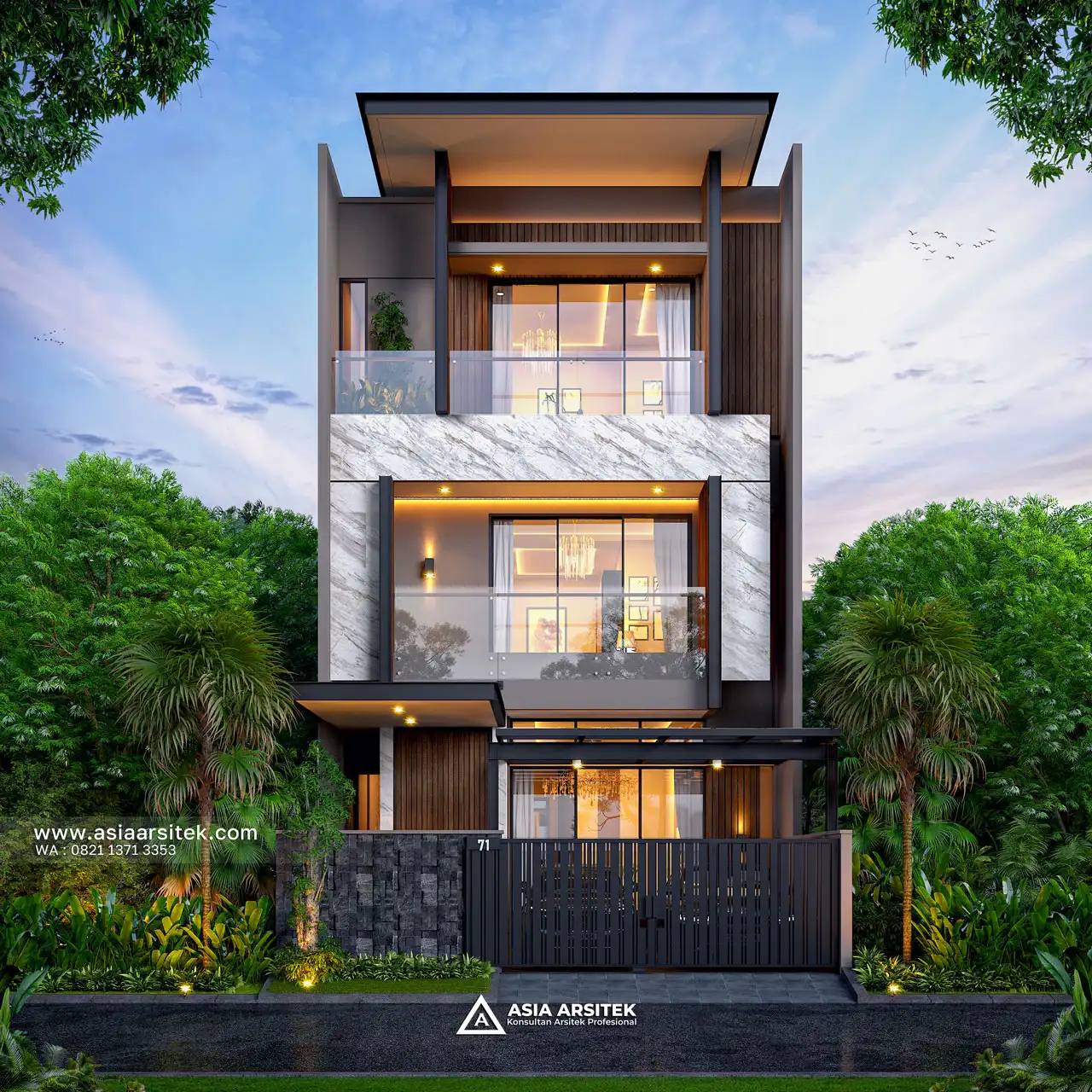 Desain Tampak Depan Rumah Minimalis Modern 2 Lantai Bapak WLY di Cengkareng Barat Jakarta Barat