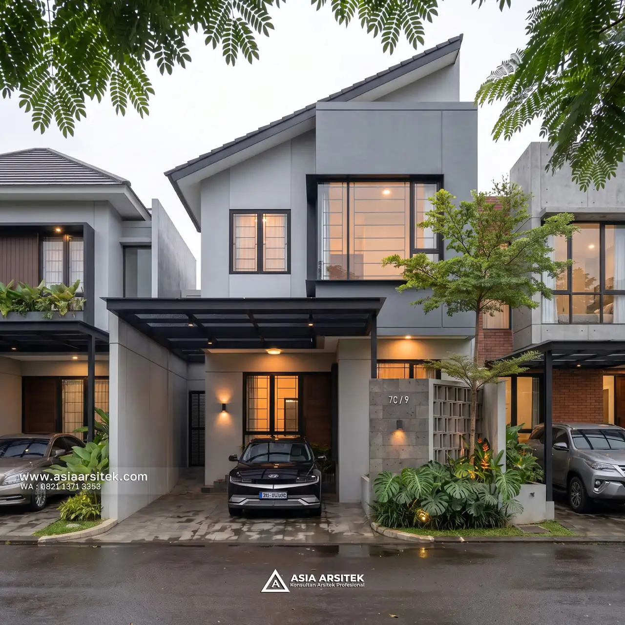 Desain Tampak Depan Rumah Minimalis Modern 2 Lantai Ibu KA di Jakarta Pusat