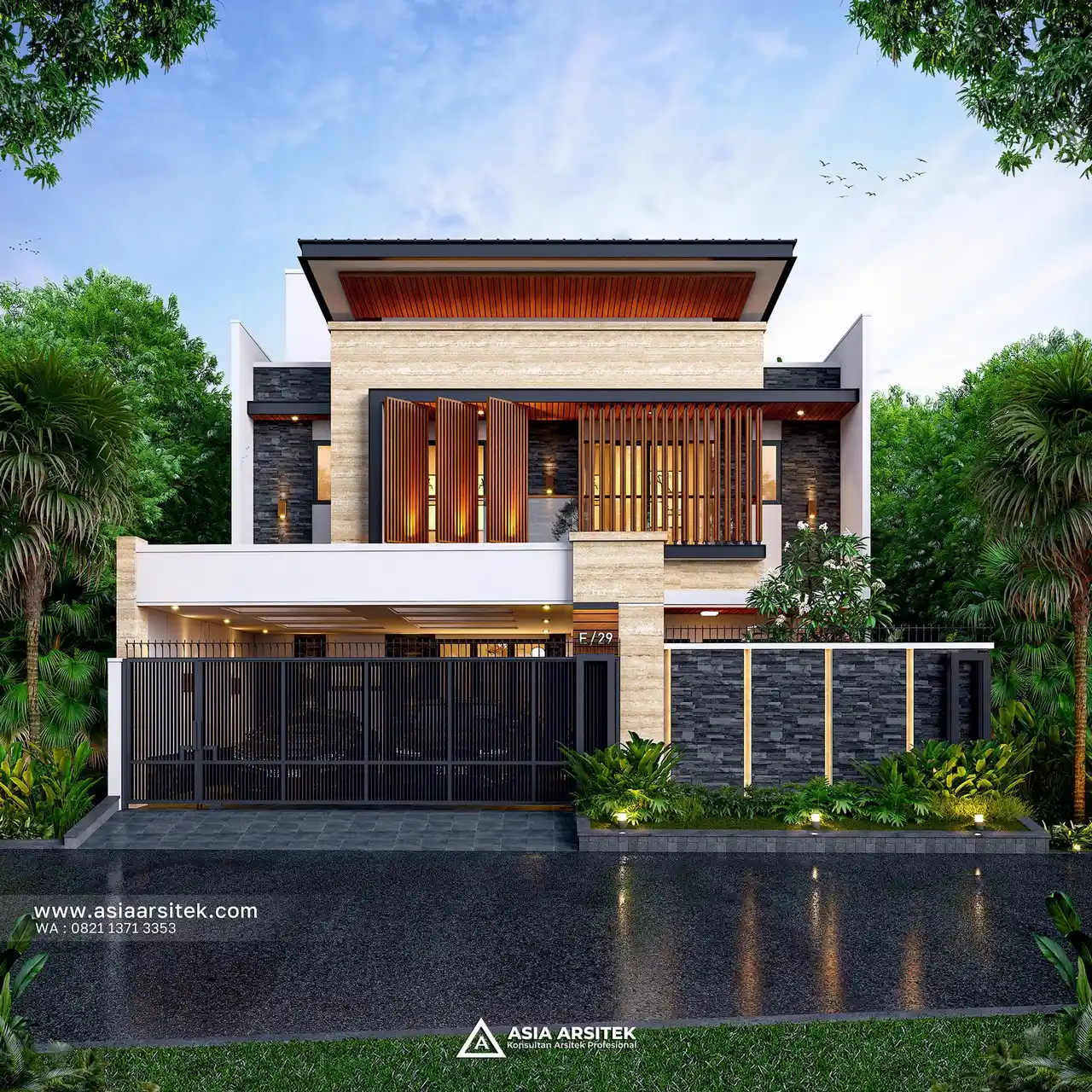 Desain Tampak Depan Rumah Minimalis Modern 2 Lantai Bapak HRM di Duren Sawit Jakarta Timur