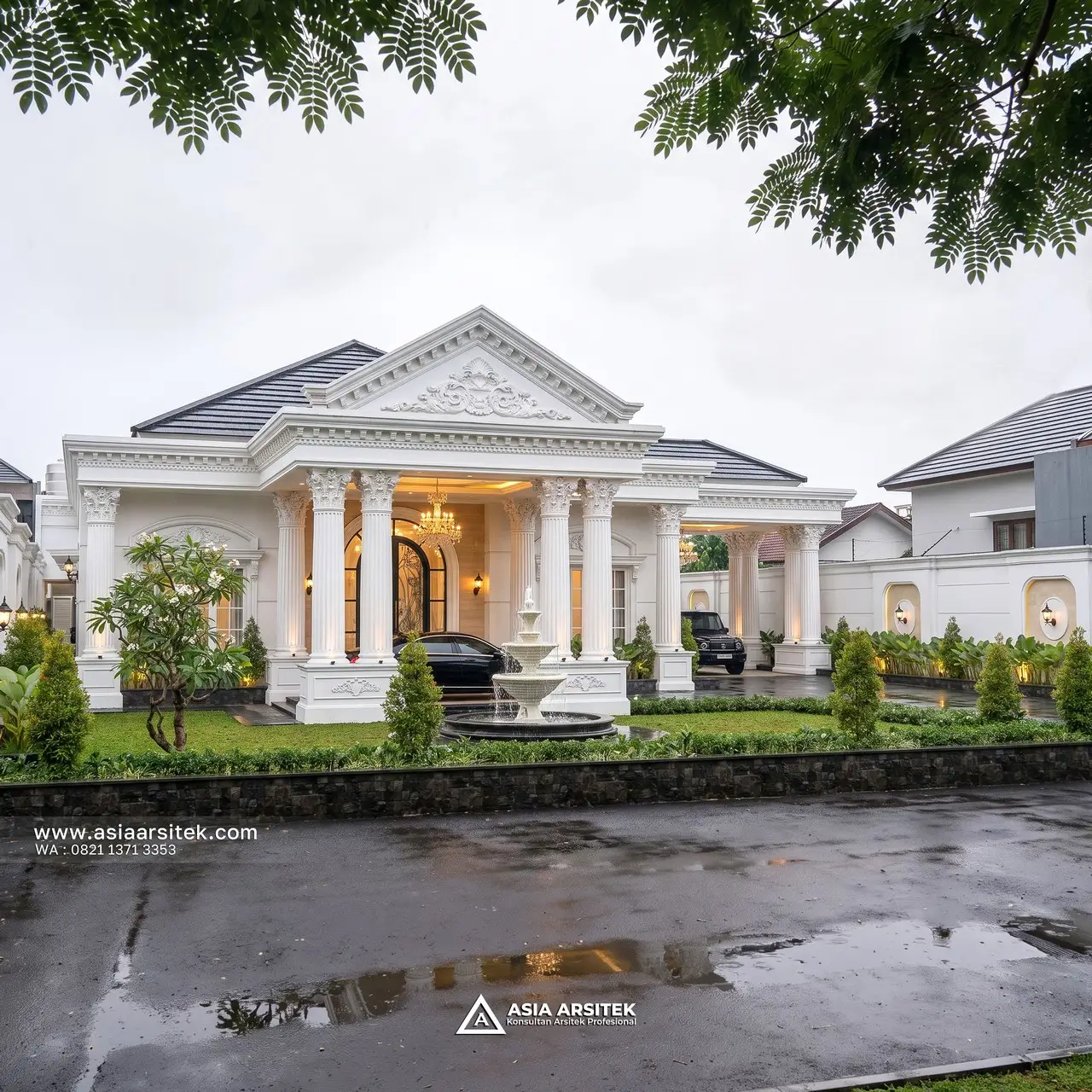 Desain Tampak Depan Samping Rumah Klasik 1 Lantai Bapak DV di Pulang Pisau Kalimantan Tengah