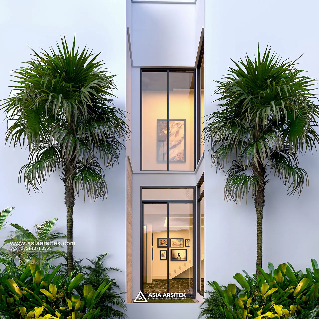 Desain Tampak Samping Kiri Rumah Modern 2 Lantai Bapak AFR di BSD Tangerang Selatan