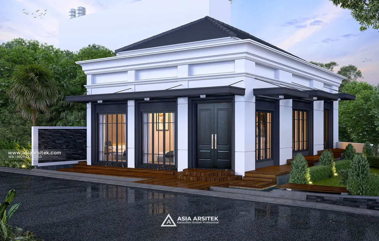 Desain Tampak Samping Kiri Rumah Tropis 3 Lantai Bapak DMS di Sentul City Bogor