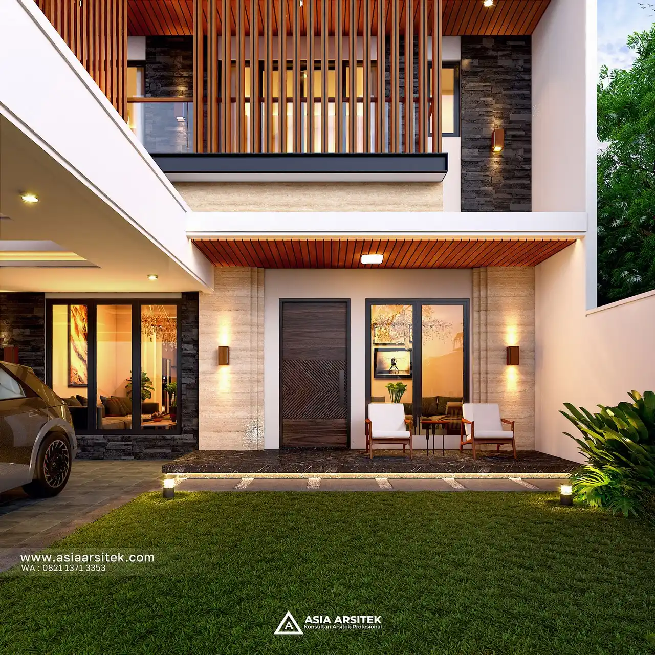Desain Teras Rumah Minimalis Modern 2 Lantai Bapak HRM di Duren Sawit Jakarta Timur
