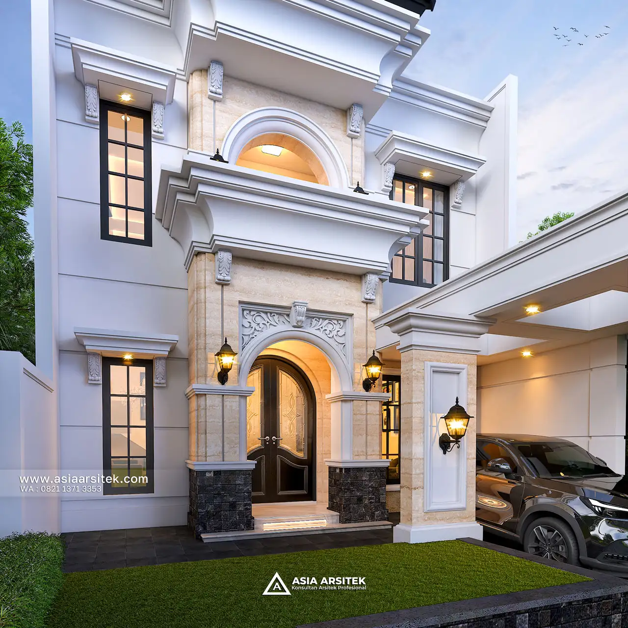Desain Teras Rumah Tropis 2 Lantai Bapak GNY di Duren Sawit Jakarta Timur