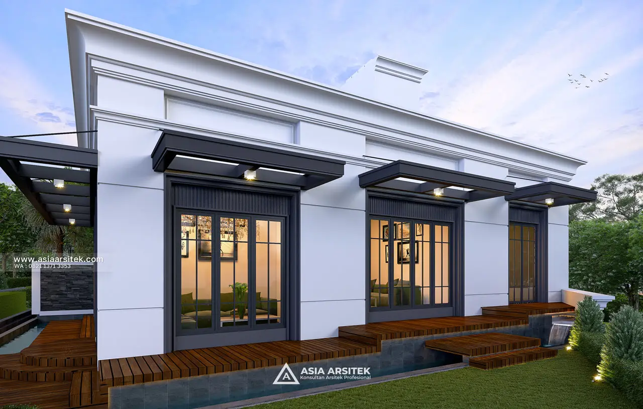 Desain Teras Samping Rumah Tropis 3 Lantai Bapak DMS di Sentul City Bogor
