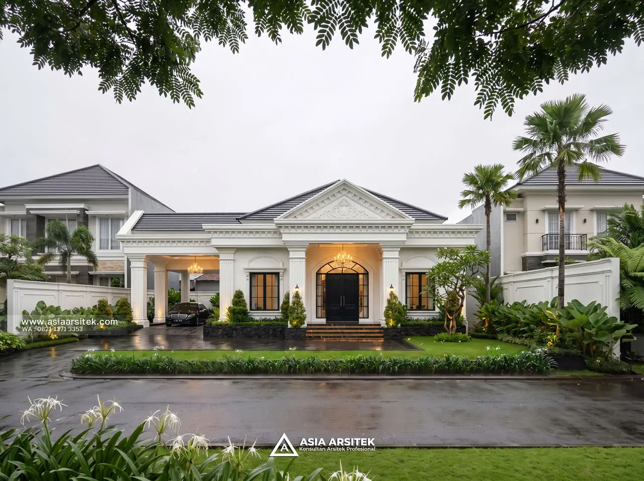 Desain Depan Rumah Klasik 1 Lantai Bapak NKH di Pangkal Pinang Bangka Belitung