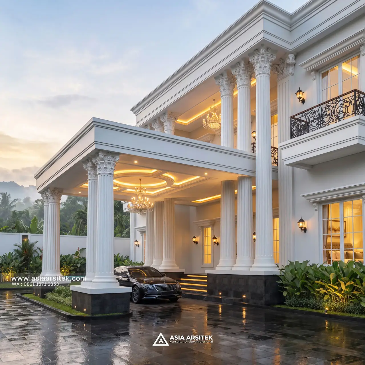 Desain Drop Off Villa Mansion Mewah 2 Lantai Bapak EBN di Lembang Bandung